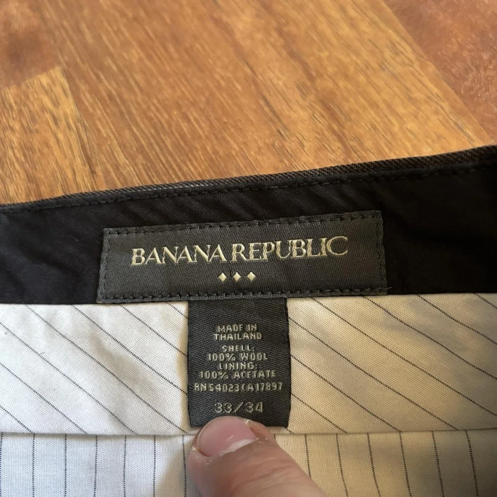 Banana Republic Pants Mens 33x34 Gray Pinstripe Wool Dress Flat Front Business